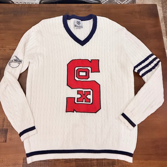Limited edition Chicago White Sox cable knit varsity v-neck sweater - Picture 4 of 6
